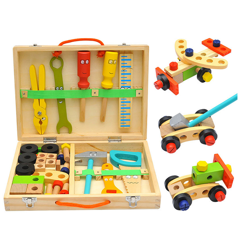 Gardening Tools For 6 Year Old - 教育モンテッソーリ子供のおもちゃプラスチック木製ツールボックスごっこ遊びセット子供ナットネジアセンブリシミュレーション大工ツール