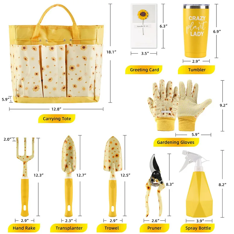 Gardening Tools For Women - 耐久性のあるガーデンツールセット レディース向けキュートな園芸ギフト ガーデンツールキット 精巧なプリント入り 手動ガーデンツール