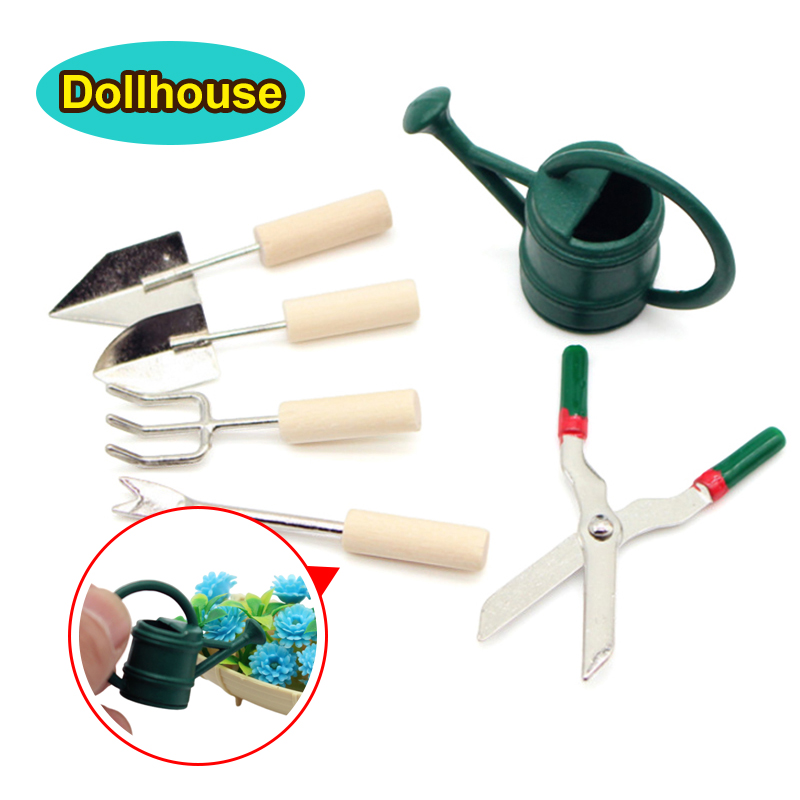 Gardening Tool - 1/12 ドールハウスシミュレーションじょうろスパデはさみセットドールハウスミニチュアガーデニングツールドールハウスマイクロ風景装飾