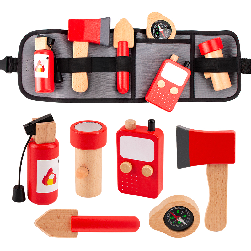 Gardening Tools For 6 Year Old - 子供用木製シミュレーションツール消防士ウエストバッグセットごっこ遊びおもちゃロールプレイング子供の教育玩具3-6歳