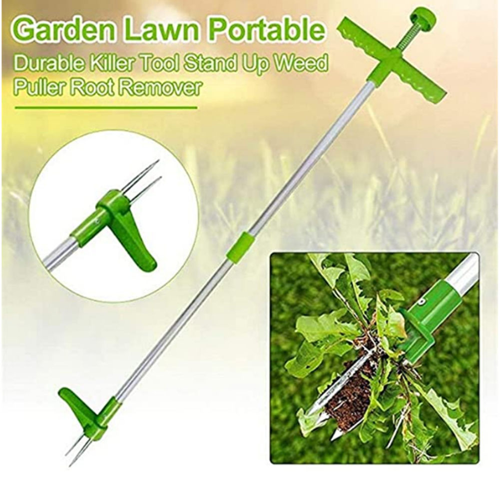 Weed Puller - 手動耐久性のあるキラーツールスタンドアップ雑草抜き根除去多機能庭の芝生ポータブルアルミハンドル曲がらずに