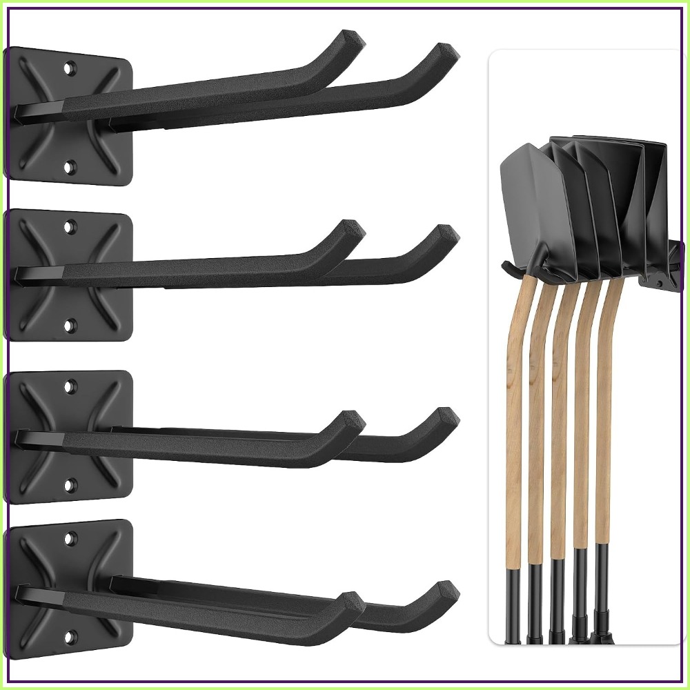 Gardening Tool - 頑丈なガレージ収納フック、12.4インチの壁掛けハンガー（タイヤ、はしご、園芸工具用）、4個パック