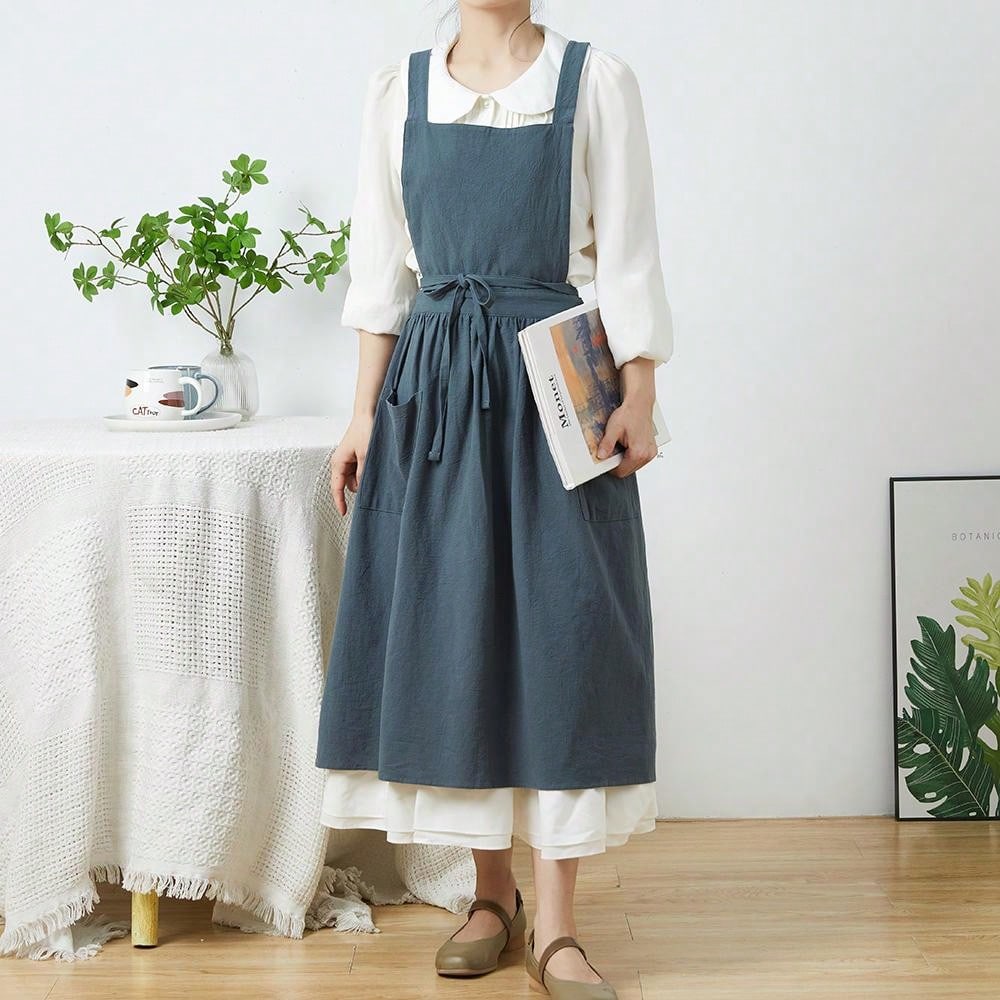 簡単な北欧風プリーツスカートコットンリネンエプロン女性ガール - Gardening Tools For Women のレビューと価格