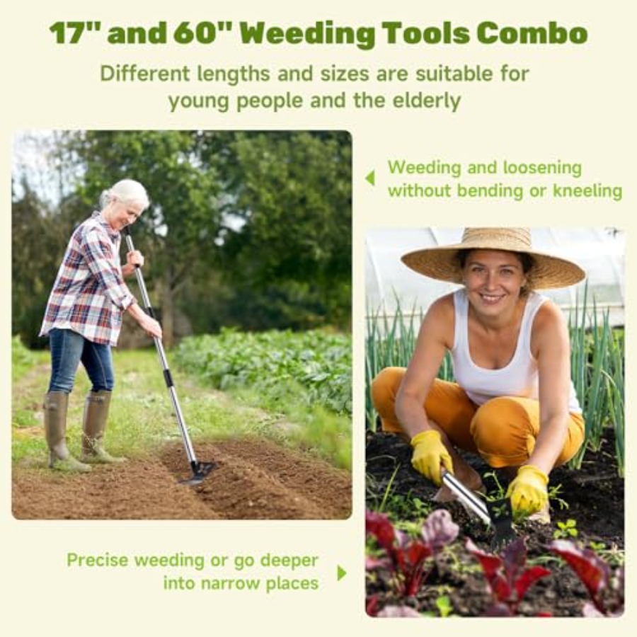 60インチの長柄除草ツールと17インチの除草ツールガーデニン - Weed Puller のレビューと価格