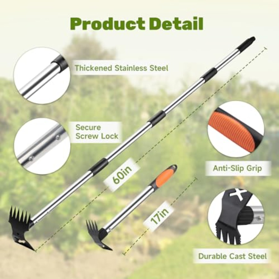 60インチの長柄除草ツールと17インチの除草ツールガーデニン - Weed Puller のレビューと価格