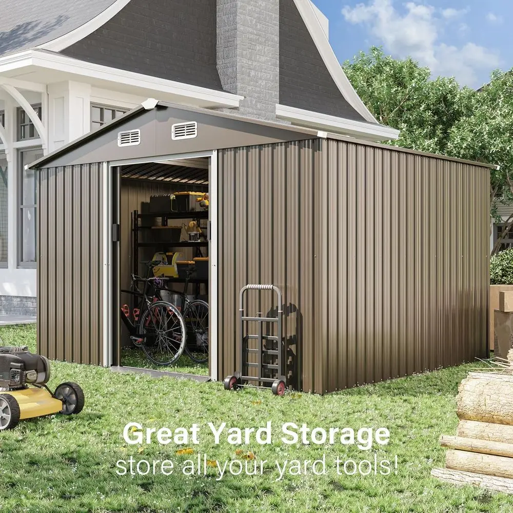 10T x 8T 屋外用金属製収納庫（ロック可能なドア、引き - Gardening Tool のレビューと価格