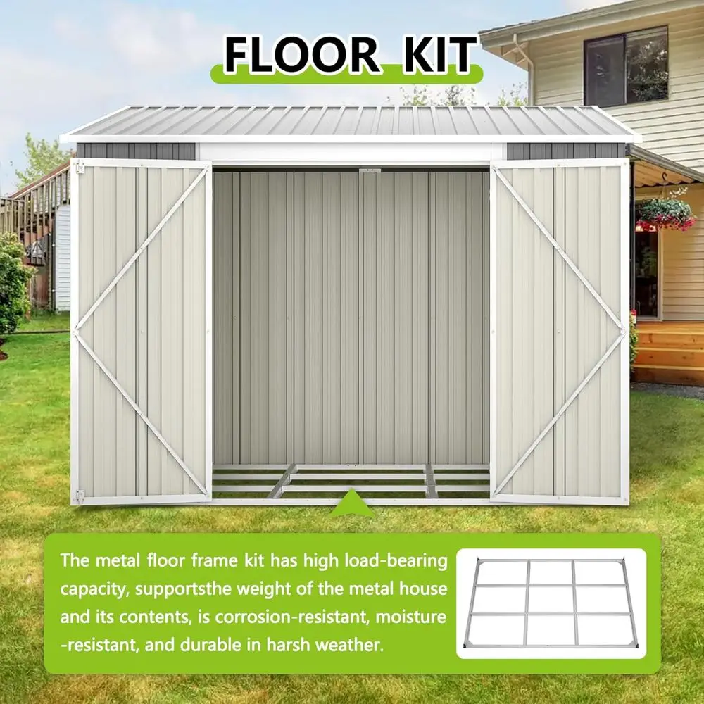 8フィート x 6フィートの屋外用金属製収納庫（床付き）、工 - Gardening Tool のレビューと価格
